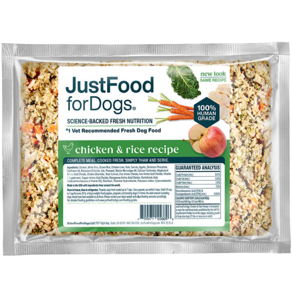 JustFoodForDogs Chicken & Rice Recipe Frozen Cooked Dog Food